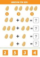 Addition with potato. Solve the equation. Math game for children.