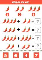 Además para niños con chiles rojos. ecuaciones matemáticas. vector