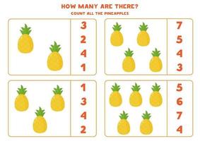 How many pineapples are there. Count and circle right answer. vector