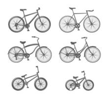 conjunto de ilustraciones de bicicletas vector