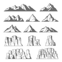 iconos de montañas y acantilados vector