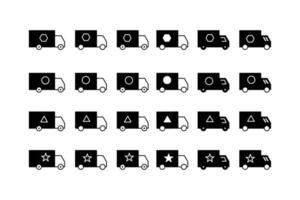 Box truck icons in black color vector