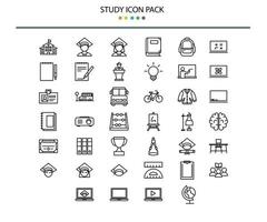 Study icon set outline style vector