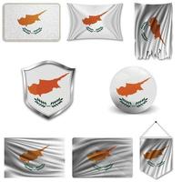 Set of the national flag of Cyprus in different designs on a white background. Realistic vector illustration.