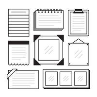 Set of different note papers on isolated background. Vector illustration