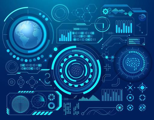 Abstract digital technology Sci- Fi hud style technology background.
