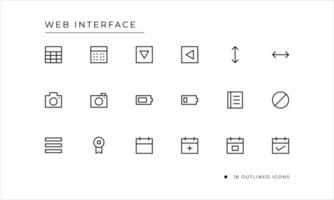 Web Interface Icon set with outlined style vector