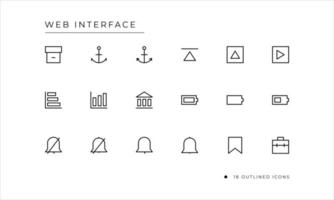 Web Interface Icon set with outlined style vector