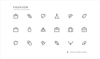 Fashion icon set with outlined style vector