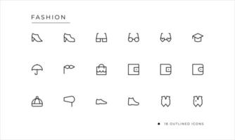 conjunto de iconos de moda con estilo delineado vector