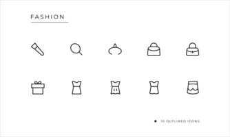 conjunto de iconos de moda con estilo delineado vector