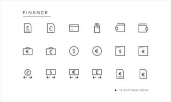 Finance icon set with outlined style vector