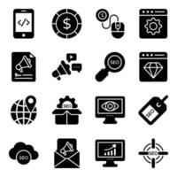 conjunto de iconos de marketing y negocios vector