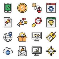 Digital Marketing and Data Analytics Icon Set vector