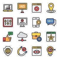 Digital Marketing and Data Analytics Icon Set vector