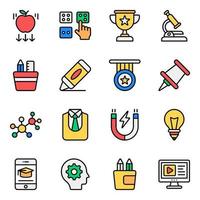 conjunto de iconos de elementos de aprendizaje y educación vector