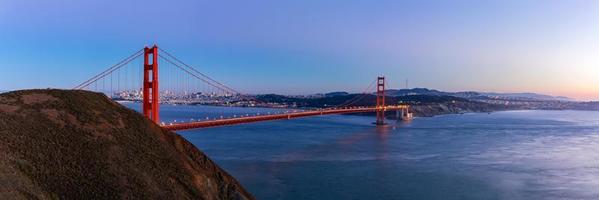 Panorama view of Golden Gate bridge on twilight time, San Francisco, USA. photo