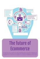 Support service bot poster flat silhouette vector template. Telemarketing robot brochure, booklet one page concept design with cartoon characters. Future of ecommerce flyer, leaflet with text space