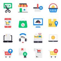 conjunto de iconos de compras y comercio en línea vector