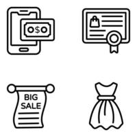 conjunto de iconos de compras y comercio vector