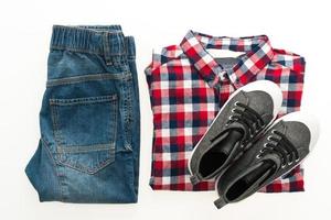 Shirt and jean pants with shoes photo