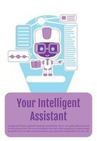 Personal assistant bot poster flat silhouette vector template. Brochure, booklet one page concept design with cartoon characters. Intelligent virtual assistance flyer, leaflet with text space