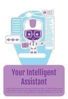 Personal assistant bot poster flat silhouette vector template. Brochure, booklet one page concept design with cartoon characters. Intelligent virtual assistance flyer, leaflet with text space