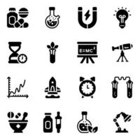 conjunto de iconos de elementos de educación química vector