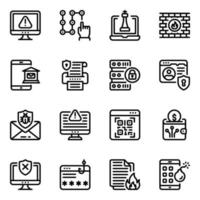 Cybersecurity and Cybercrime Icon Set vector