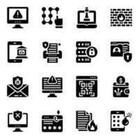 Cybersecurity and Cybercrime Icon Set vector