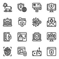 Cybercrime and Insecurity Icon Set vector