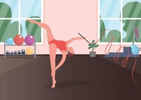 gimnasta en la ilustración de vector de color plano de estudio