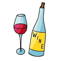 botella de vino con icono de copa de vino aislado sobre fondo blanco. ilustración vectorial vector