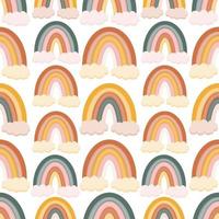Bohemian, modern boho chic seamless pattern with hand drawn abstract rainbows in scandinavian style vector