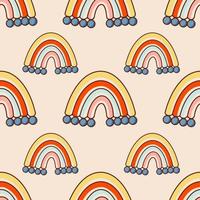 Bohemian, modern boho chic seamless pattern with hand drawn abstract rainbows in scandinavian style vector