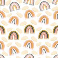 Bohemian, modern boho chic seamless pattern with hand drawn abstract rainbows in scandinavian style vector