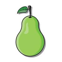 Green pear flat line vector illustration healthy food concept