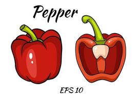 Fresh red pepper vegetable isolated icon. pepper for farm market, vegetarian salad recipe design.