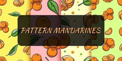 Seamless background with tangerines. Vector illustration for your design.