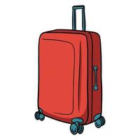 Suitcase for traveling on wheels. In a cartoon style. vector