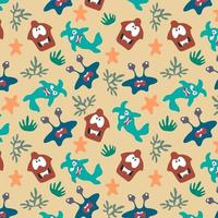 Seamless pattern with cute colorful monsters vector