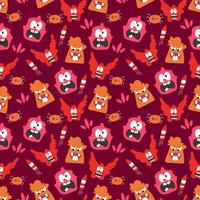 Seamless pattern with cute colorful monsters vector