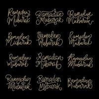 Set of handwritten calligraphic inscriptions for Ramadan Mubarak vector