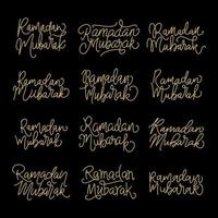 Set of handwritten calligraphic inscriptions for Ramadan Mubarak vector