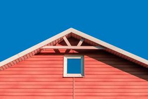 Red barn with blue sky photo