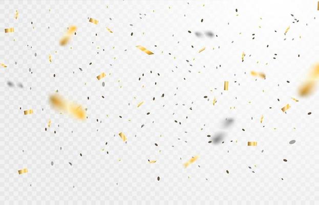 Confetti elements falling on trasparent background.