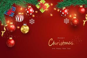 Merry Christmas and Happy New Year background design with lovely elements banner. vector