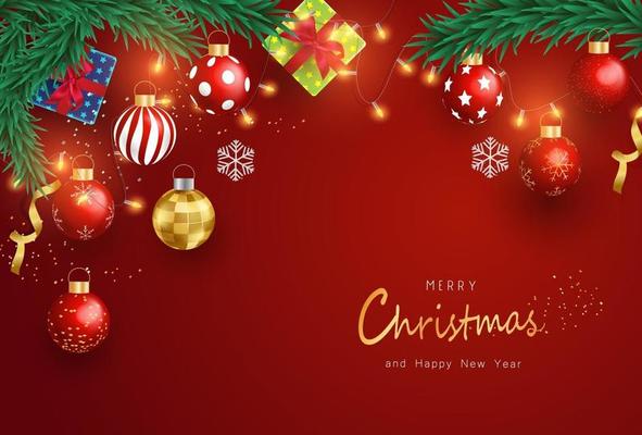 Merry Christmas and Happy New Year background design with lovely elements banner.