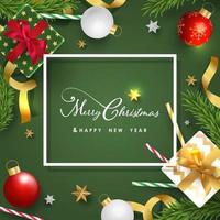 Merry Christmas and Happy New Year background design with lovely elements banner. vector