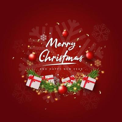 Merry Christmas and Happy New Year background design with lovely elements banner.